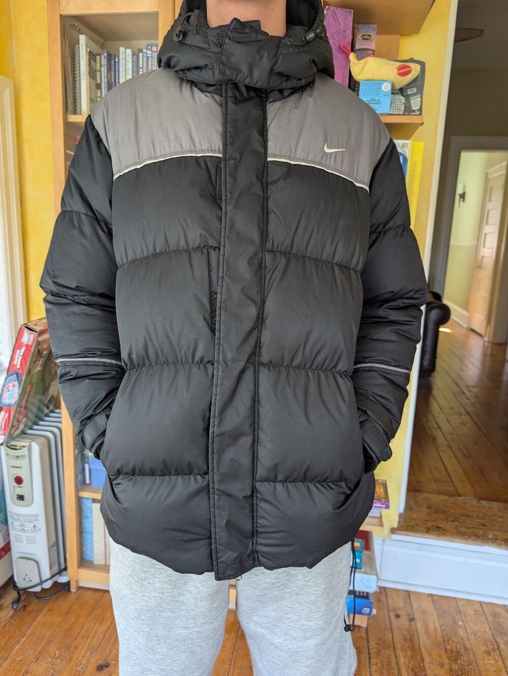 Vintage Nike Men’s Black & Gray Down Puffer Winter Jacket Men Size Large Xlarge